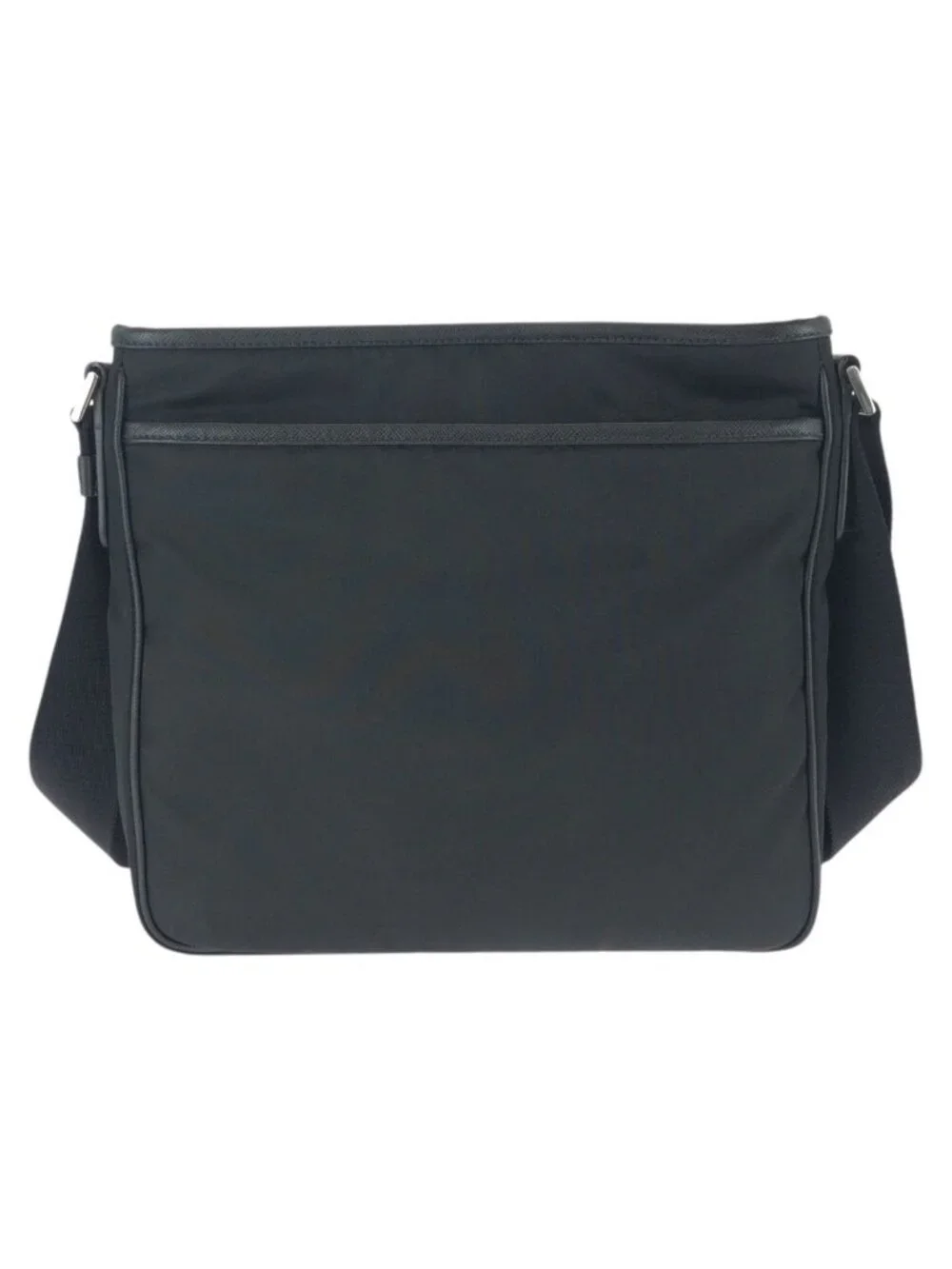 Prada Tessuto Saffiano Black Silver Nylon Leather Shoulder Bag